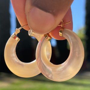 Mother-of-pearl Hoop Earrings 14kt Yellow Gold